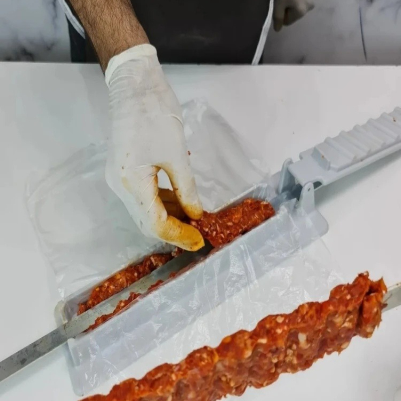 Sandwich Press Grill - เครื่องทำเคบับแบบแถวเดียว เครื่องเสียบเนื้อย่างบาร์บีคิว เครื่องกดเคบับ เครื่องทำเคบับพลาสติกแบบใช้ซ้ำได้ อุปกรณ์เตรียมเคบับสำหรับบาร์บีคิว