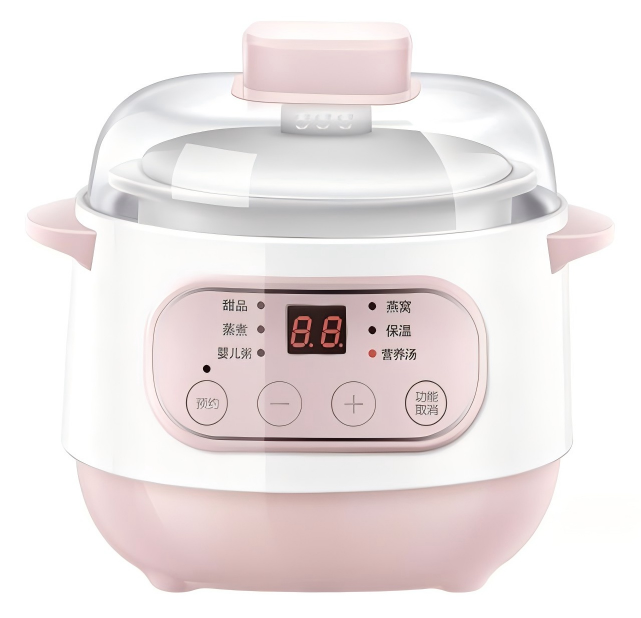 Slow Cooker Ceramic - หม้อเซรามิกอัตโนมัติ 24 ชั่วโมง พร้อมฉนวนกันความร้อน ดีไซน์น่ารัก หม้อนึ่งไฟฟ้าขนาดเล็กอัจฉริยะ