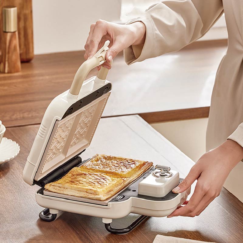 Sandwich Press Grill - เครื่องทำอาหารเช้าแบบไม่ติดเครื่องทำขนมปังวาฟเฟิลความจุขนาดใหญ่แผ่นคู่แซนด์วิชทาโกะยากิแพนเค้กอุปกรณ์ที่ใช้ในครัวโดนัท