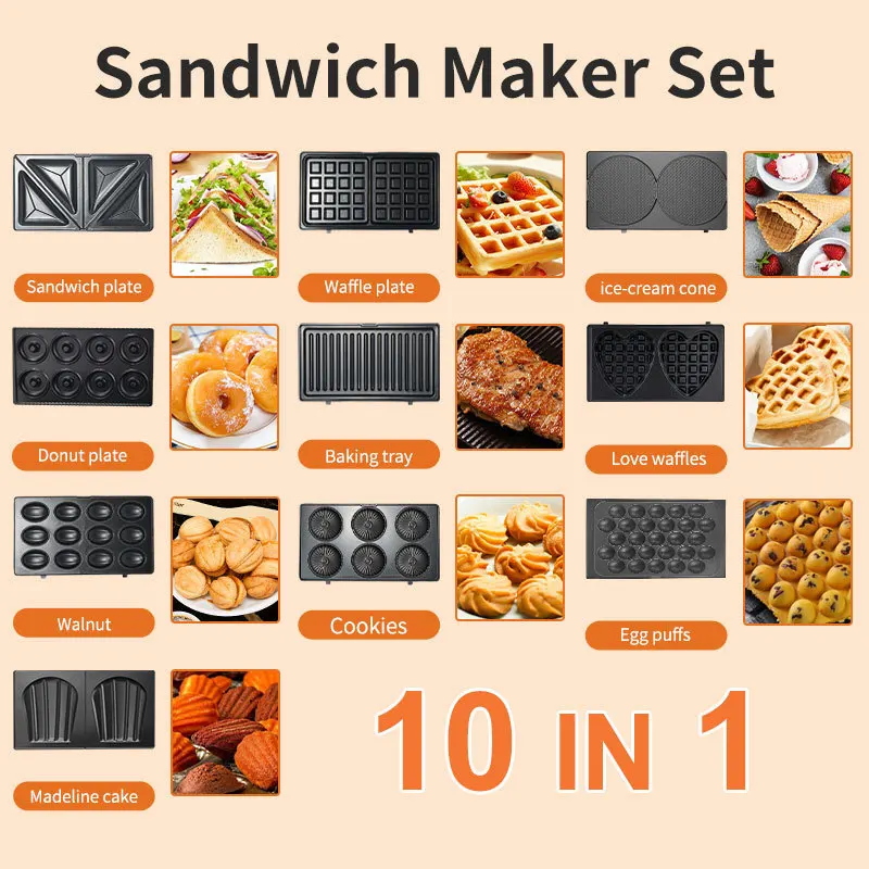 Sandwich Press Grill - เครื่องใช้ไฟฟ้าในครัวเรือน 220/110V เครื่องทำแซนวิช 10 in 1