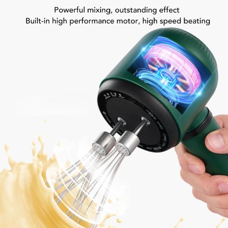 Hand Mixer Electric - เครื่องผสมอาหารไฟฟ้าไร้สาย 1200mAh พร้อมหัวตี 2 แบบ ชาร์จผ่าน