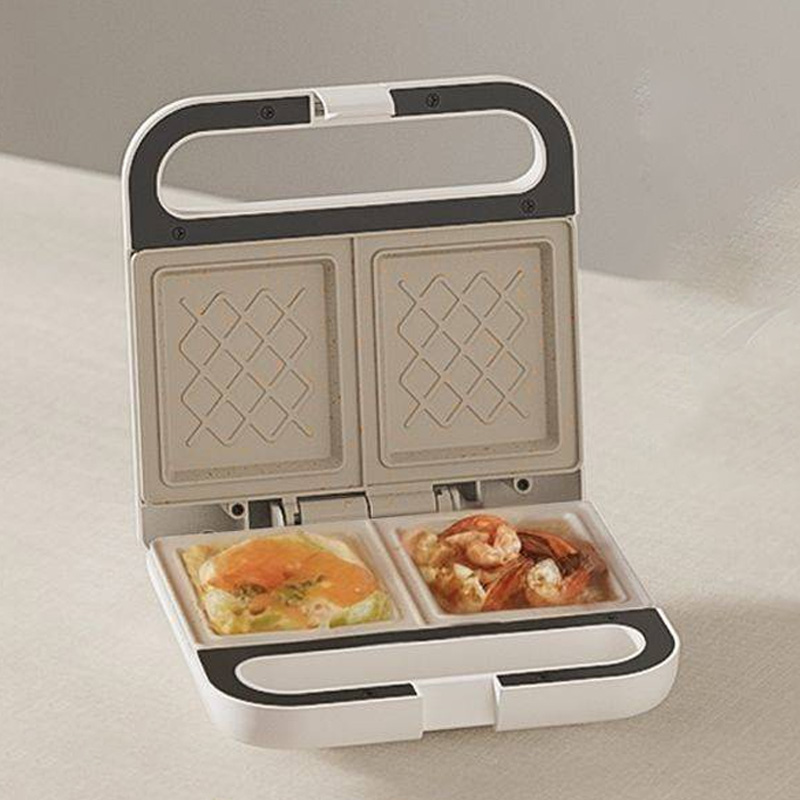Bread Maker Machine - เครื่องปิ้งขนมปังแซนวิช 2 ชิ้นพร้อมเครื่องวาฟเฟิลเคลือบเซรามิกอุณหภูมิที่ปรับได้ 6 เครื่องเครื่องทําอาหารเช้าขนาดกะทัดรัดสําหรับใช้ในครอบครัว