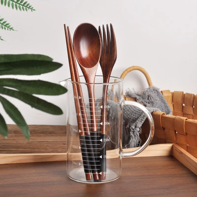 Kitchen Appliances Combo - ชุดอุปกรณ์รับประทานอาหารไม้แบบพกพา ช้อน ส้อม ตะเกียบ สำหรับสำนักงาน ปิกนิก