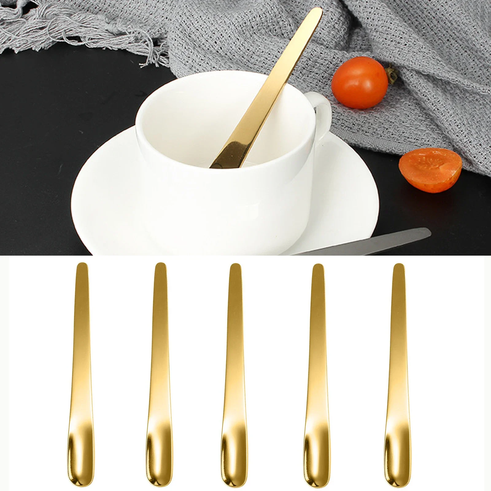 5ชิ้นช้อนกาแฟช้อนแบนสแตนเลสสำห - Kitchen Appliances Restaurant บทวิจารณ์และราคา